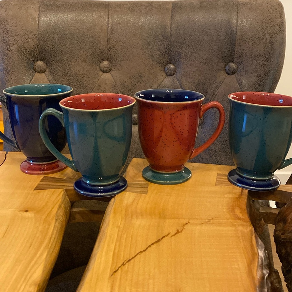 Denby Harlequin Ironstone Footed Mugs